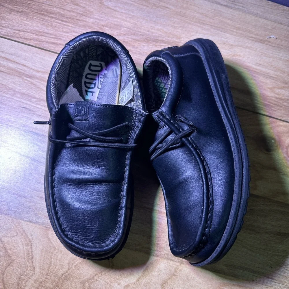 Hey Dude Men's Black Leather Loafers